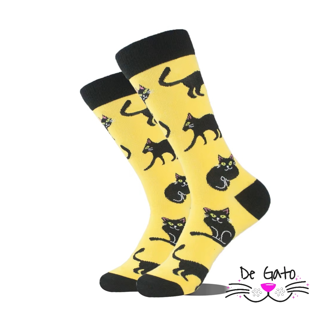 Calcetines de Algodón con Diseño de Gato para Hombre - Imagen 2