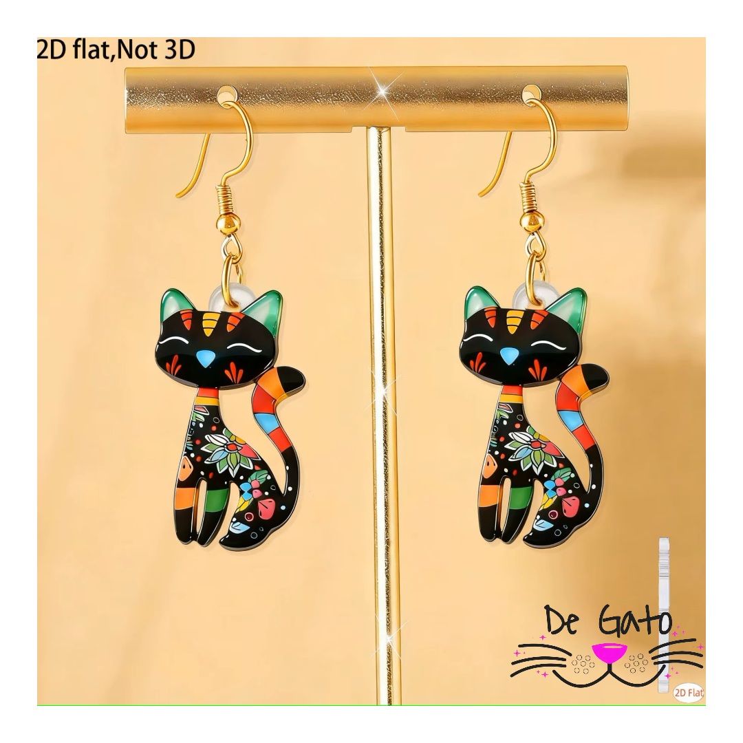 Aros Colgantes de Gato Mujer - Imagen 2