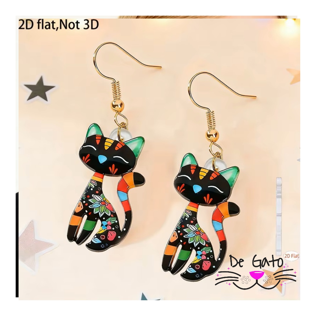Aros Colgantes de Gato Mujer - Imagen 3